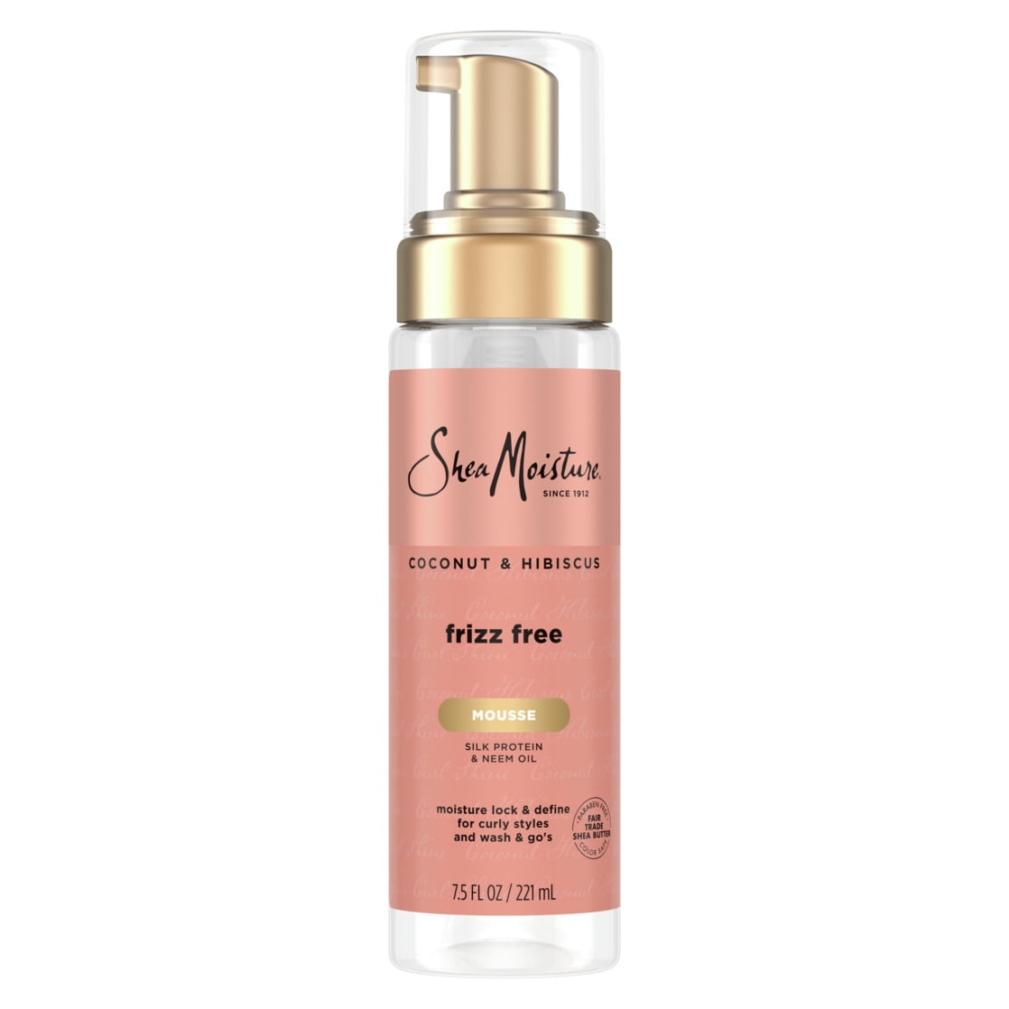 SheaMoisture Shampoo and Conditioner 13 oz ea + Styling Mousse 7.5oz  Coconut Hibiscus