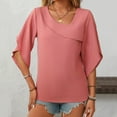 thumbnail image 3 of Easter Shirts Beach Vacation Clothes for Women Plus Size 3Xl Womens Tops Puff Short Sleeve Shirts Pleated T Shirts Dressy Casual Business Trendy Summer Tunic Blouse Womens Shirts Plus Size 18-20, 3 of 7