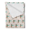 thumbnail image 2 of Cat Soft Flannel Fleece Throw Blanket, Animal Pattern with Hand Drawn Cat in Scarf Holding Autumn Leaves, Cozy Plush for Indoor and Outdoor Use, 70" x 90", Pale Orange Turquoise, by Ambesonne, 2 of 5