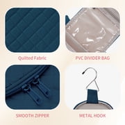Narwey Hanging Toiletry Bag with Hook Quilted Travel Make up Bag with Multiple Compartments, Cosmetic Organizer Dopp Kit for Women Men, Medium, Teal