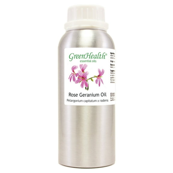 GreenHealth Rose Geranium – 8 fl oz (237 ml) Aluminum Bottle w/Plug Cap – 100% Pure Essential Oil