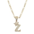 thumbnail image 1 of Cadena y dije de brillos con corona de oro laminado letra Z, 1 of 7