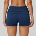 thumbnail image 6 of vigerkar High-Rise Foldover Yoga Shorts for Women - Stretchy Fabric for Pilates, Workout & Casual Streetwear (Navy, XL), 6 of 7