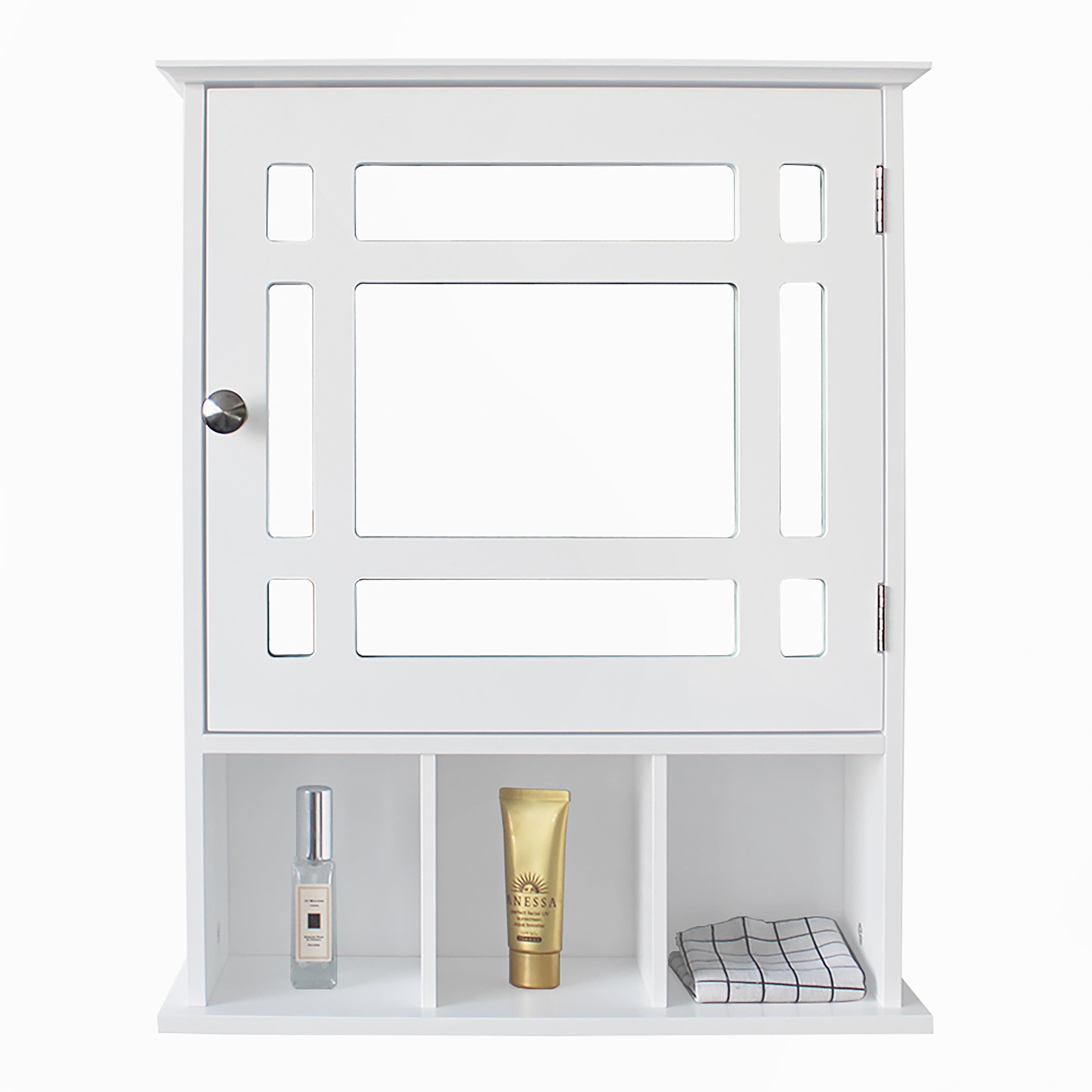 Ktaxon Bathroom Cabinet Wall Mount Mirrored Medicine Cabinet Storage Organizer with Single Door and Adjustable Shelves White, Size: 13.4 x 5.9 x 20.9