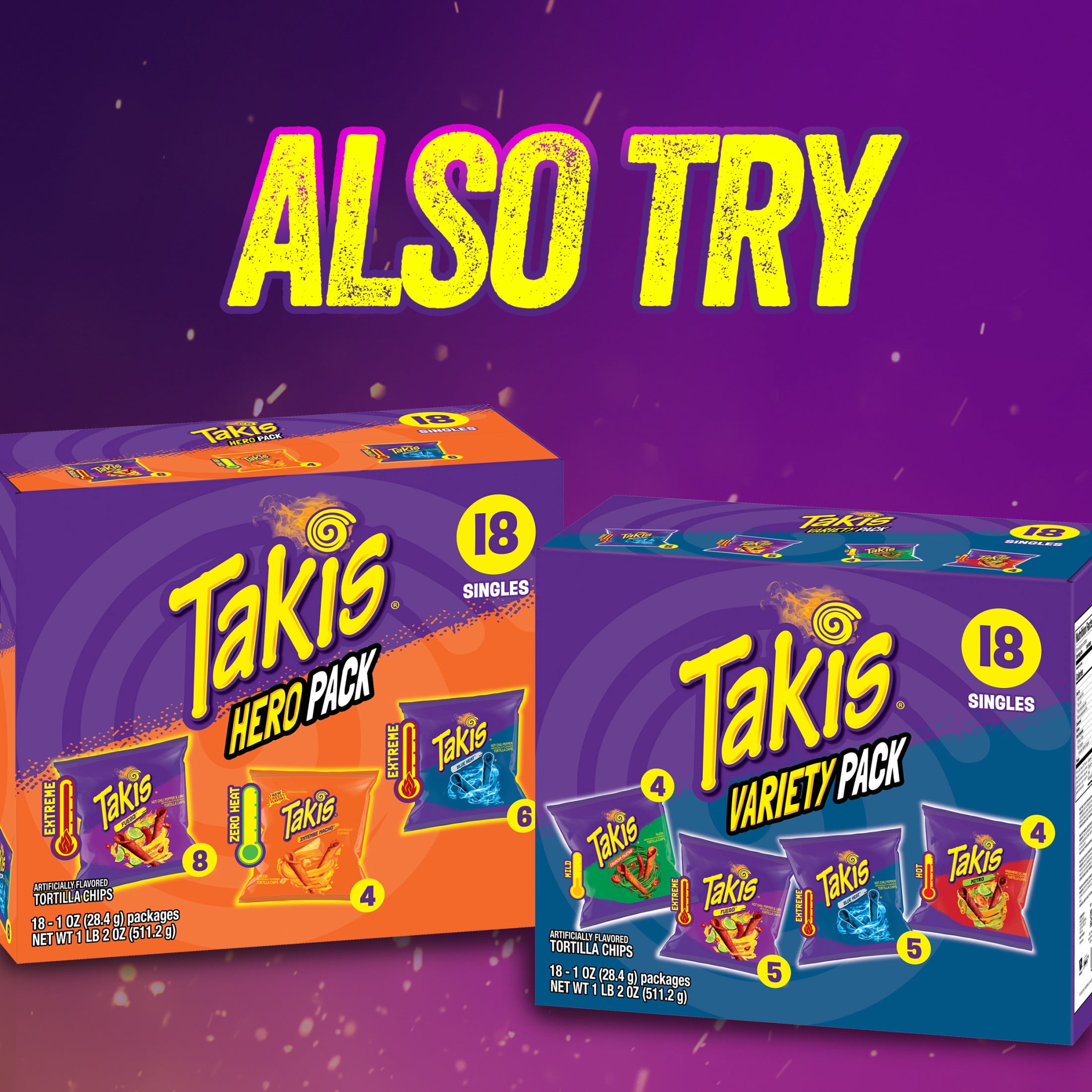 Takis Blue Heat Mini 25 pc / 1.23 oz Bite Size Multipack, Hot Chili Pepper Rolled Tortilla Chips