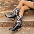 thumbnail image 2 of Mother's Day POROPL Ladies Boots Knee High Winter Knee High Side Zipper Mid Heel Leopard Print Boots for Lady Black Size 43(US:9.5), 2 of 8