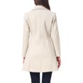 thumbnail image 3 of INSPIRE CHIC Women's Elegant Single Breasted Pea Coat Long Sleeve Winter Warm Coats Lapel A-Line Overcoat Work Office Outerwear XS Beige, 3 of 6