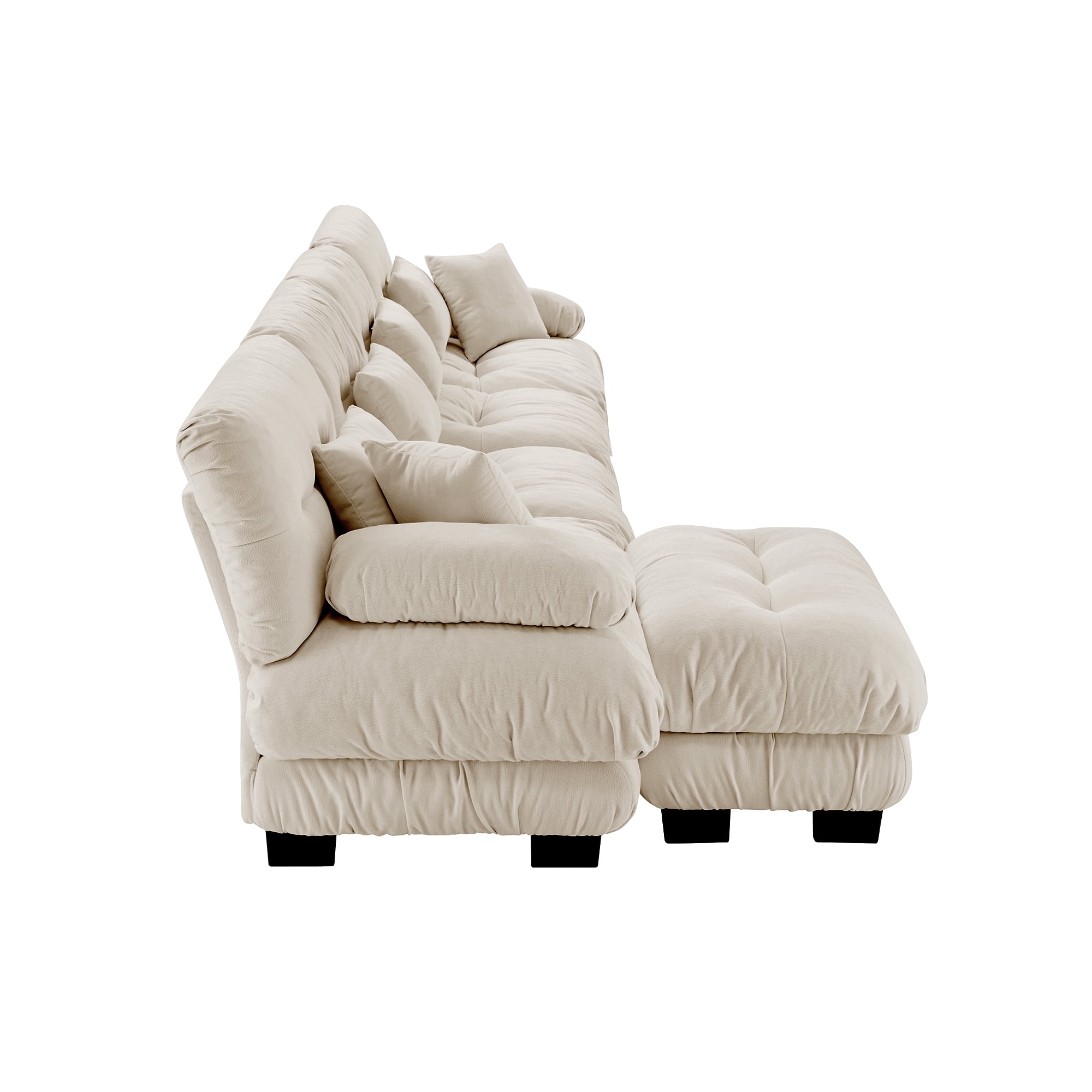 Gewnee White Chenille Cloud Couch 2 Seater Sofa for Living Room, Chenille 2 - Seat sofa with 2 Lumbar pillows and 2 throw pillows,