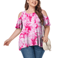 thumbnail image 6 of JuneFish Women's Plus Size Cold Shoulder Short Sleeve Tunic Top Loose Casual Blouse, 6 of 7