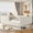Beige + MDF + Metal + Teddy + Queen, variant on Full Size Soft Upholstered Floor Bed, Montessori Floor Bed with Full Surround Safety Rails, Low to Ground Bed Frame for Boys Girls, Pink