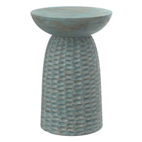 Boyd 16 inch Wide Solid Mango Contemporary Tall Accent Table in Teal Wash, Assembled