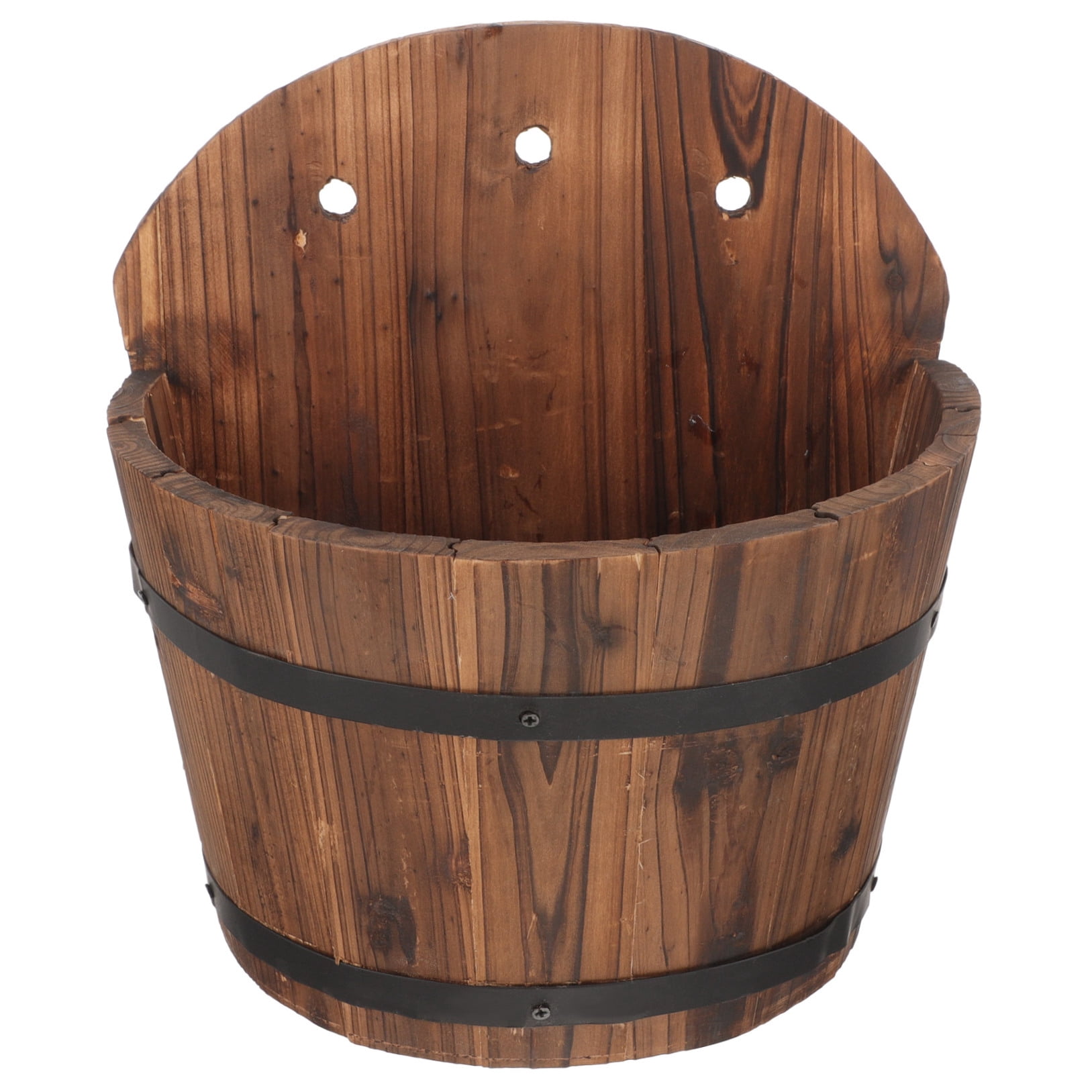 MIPCASE Rustic Brown Wooden Wall Mount Hanging Flower Pot Planter for Home Balcony Garden Decoration