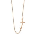 thumbnail image 2 of 14K Rose Gold Cable Necklace with Pendants Chain Large Sideways Curved Cross 19 inch 1 mm, 2 of 3