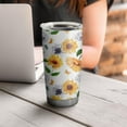 thumbnail image 4 of 20 Oz White Sunflower Coffee Tumbler Double Wall Insulated Stainless Steel Water Bottle | Metal Reusable Thermoses Flask with Cup Cap | Leak & Sweat Proof with Anti-Dust Lid, 4 of 7