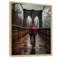 thumbnail image 2 of Designart "Brooklyn Bridge in Red and Grey" Portrait Floater Framed Canvas Art Print, 2 of 7