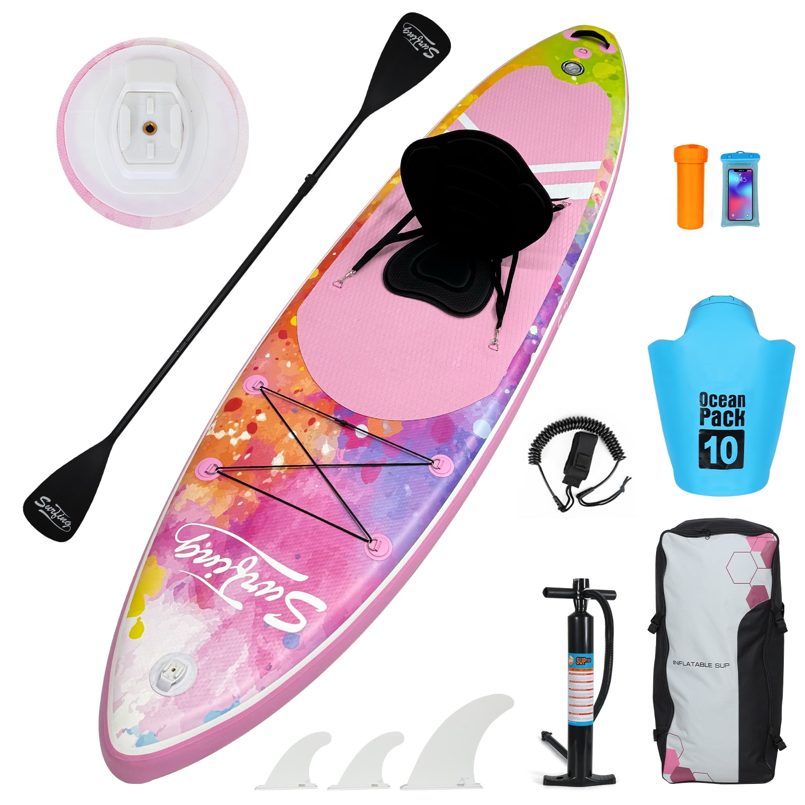 Elecwish Inflatable Stand Up Paddle Boards, 11' Wide Stable Design, Non-Slip Comfort Deck, Lightweight