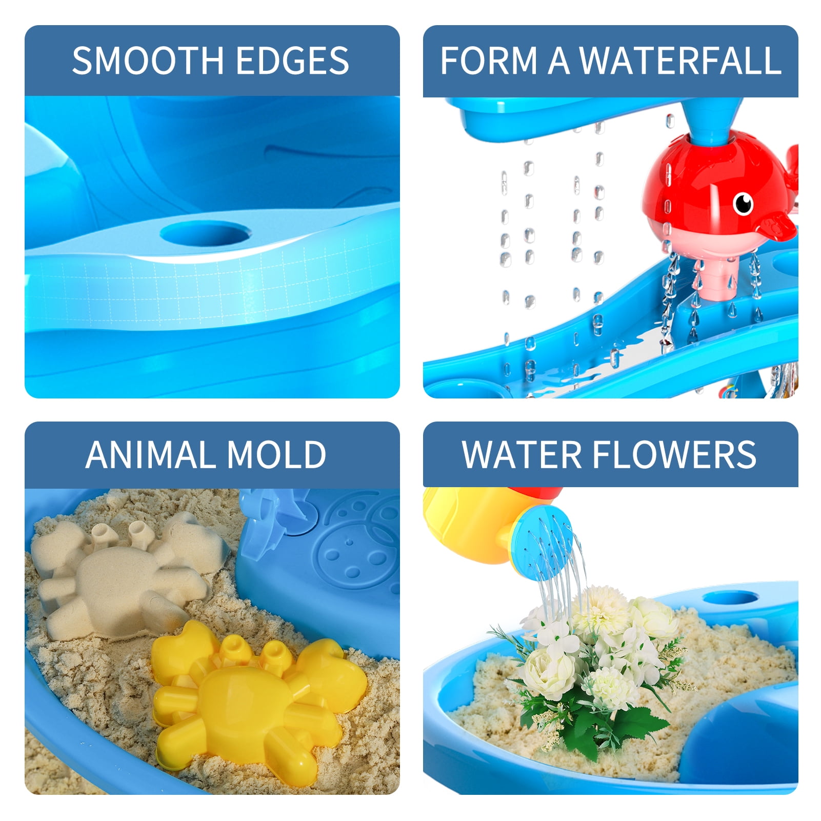 KukuFun Toddlers Water Table for Ages 1-5, Sand and Water Play Table for Toddlers, 3-Tier Outdoor Activity Table for Beach and Backyard