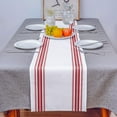 thumbnail image 4 of Chemin de Table en Coton et Lin de Noël 70 Pouces de Long, Rayures Rouges et Blanches de Style Ferme, Écharpes de Commode en Toile de Jute pour Salle à Manger/fête/mariage/événement, Géométrique, Lavable en Machine, 4 of 6