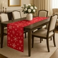 thumbnail image 2 of Fennco Styles Holiday Foil Print Snowflake Table Runner 16" W x 54" L - Red Woven Table Cover for Home Décor, Banquet, Family Gathering, Christmas, Special Occasion, 2 of 5