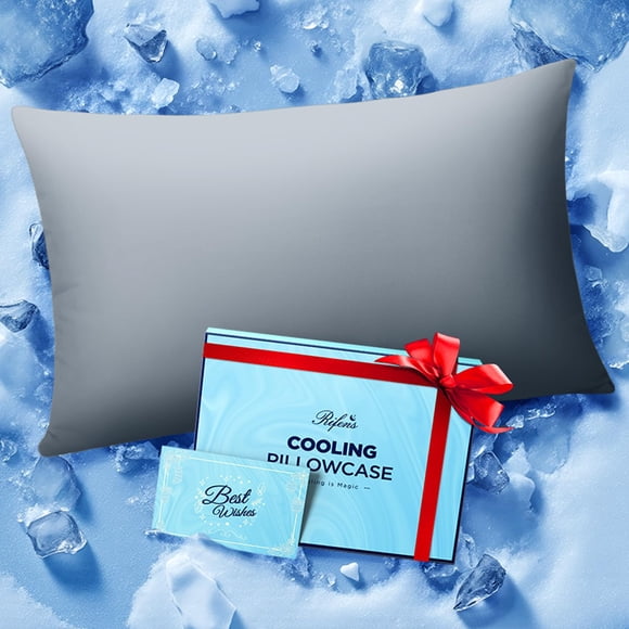 Funda de almohada Rifens Cooling Soft Satin Zipper gris claro