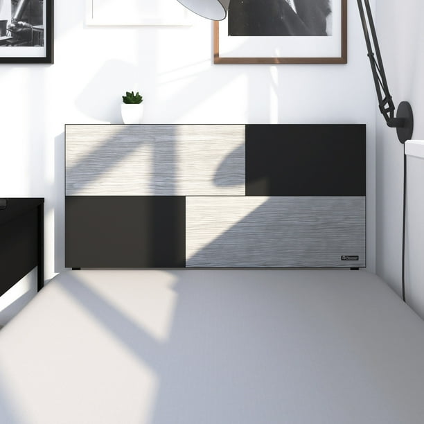 Cabecera Individual Playcon cabecera de cama Minimalista 100 cm negro y gris