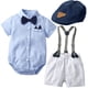 thumbnail image 1 of Conjunto de ropa de mameluco para bebé con sombrero de lazo, traje de verano a rayas para caballero con lazo, conjunto de mono para niño pequeño, ropa infantil para niño Tan Jianjun unisex, 1 of 2