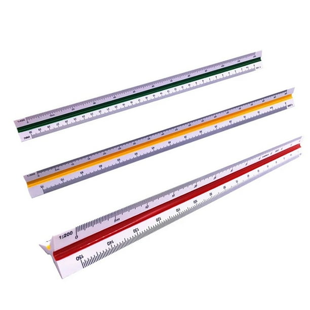 MYG 30cm Color Coded Side Triangular Metric Scale Ruler 1 100 200