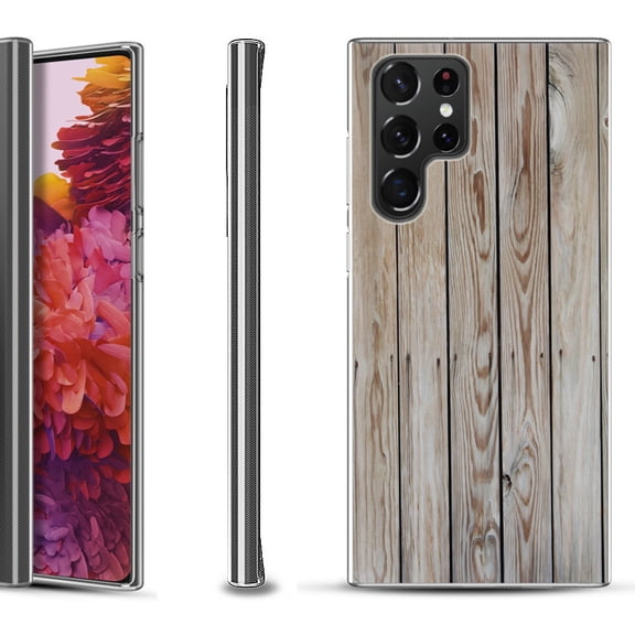 Slim-Fit Fashion Gel Phone Case for Samsung Galaxy S22 Ultra 5G, by OneToughShield ® - Wood Print