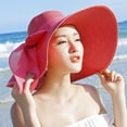 thumbnail image 4 of Sombrero de Ala Grande Flexible Jumpingount Sombrero de Sol Enrollable Plegable de Paja Ecológico Melon Rojo, 4 of 6