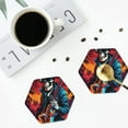 thumbnail image 4 of Pofeuu Rock Skull Singer Print Coasters for Drinks, 4Pack PU Leather Coasters, Bar Drink Coasters for Tabletop Protection, Furniture from Damage-Hexagon, 4 of 6