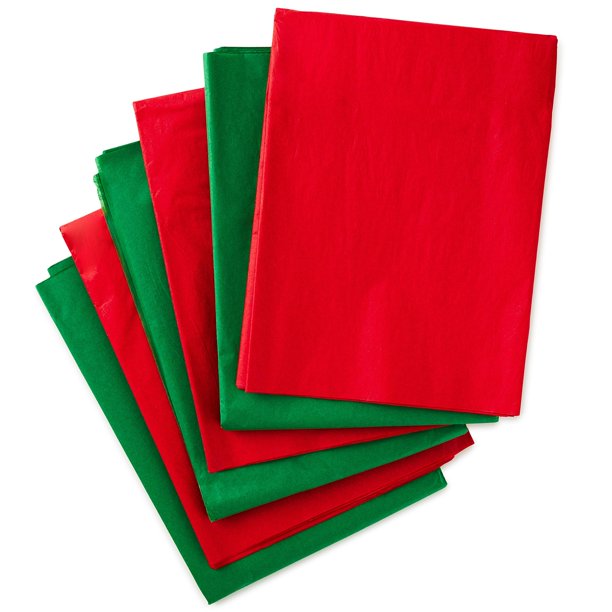 Papel de seda Hallmark rojo y verde (100 hojas) para envolver regalos