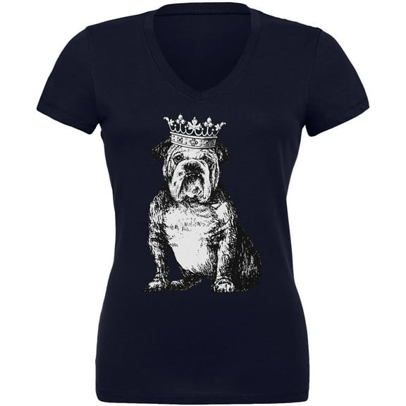 Bulldog Crown Juniors V-Neck T Shirt Navy LG