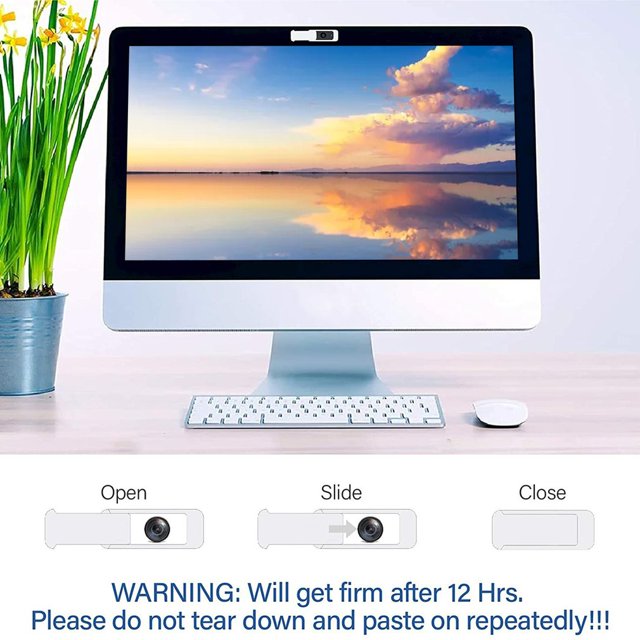 2 PACKS Webcam Cover Large Size For Laptop Desktop PC Webcam Private Security Sleeves Sturdy Durable Private Security Sleeves white