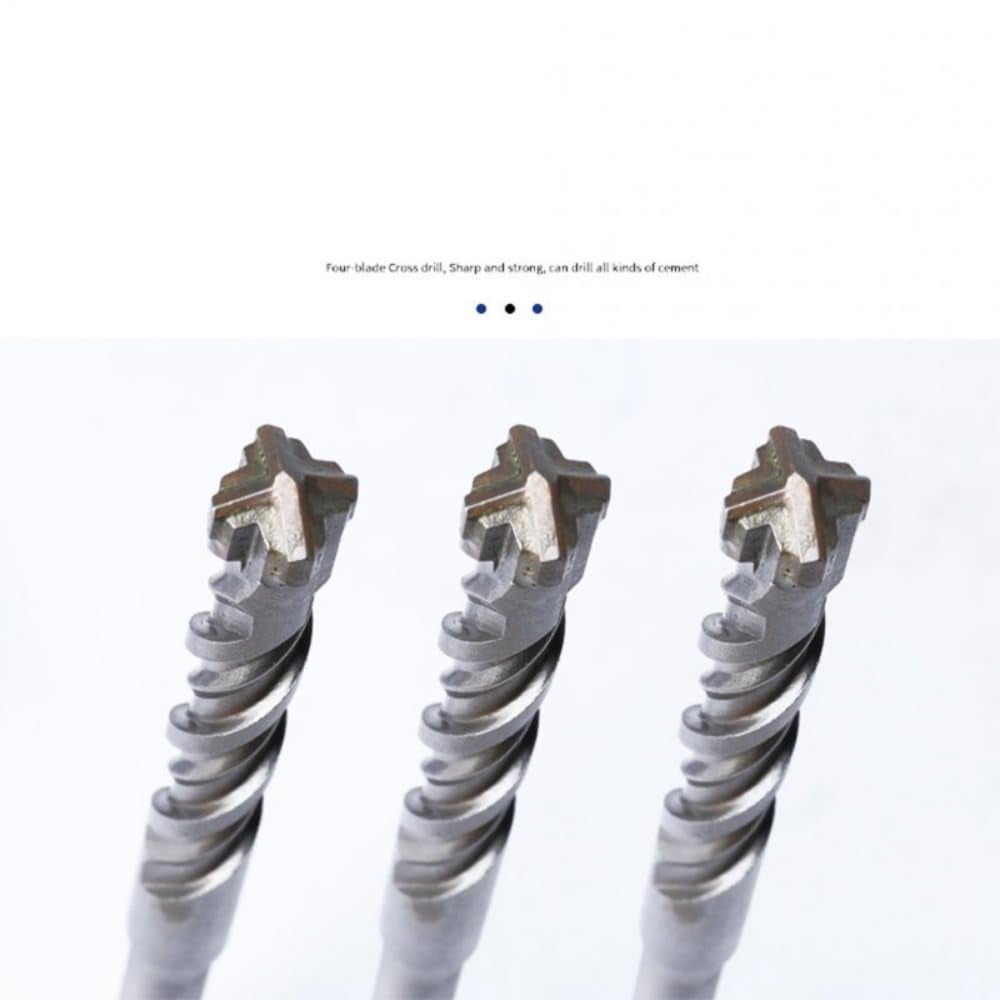 5Pcs SDS-Plus Cemented Carbide Hammer Drill Bit Set 6-8-10-12-14mm Double Flute Cross-head Round Shank