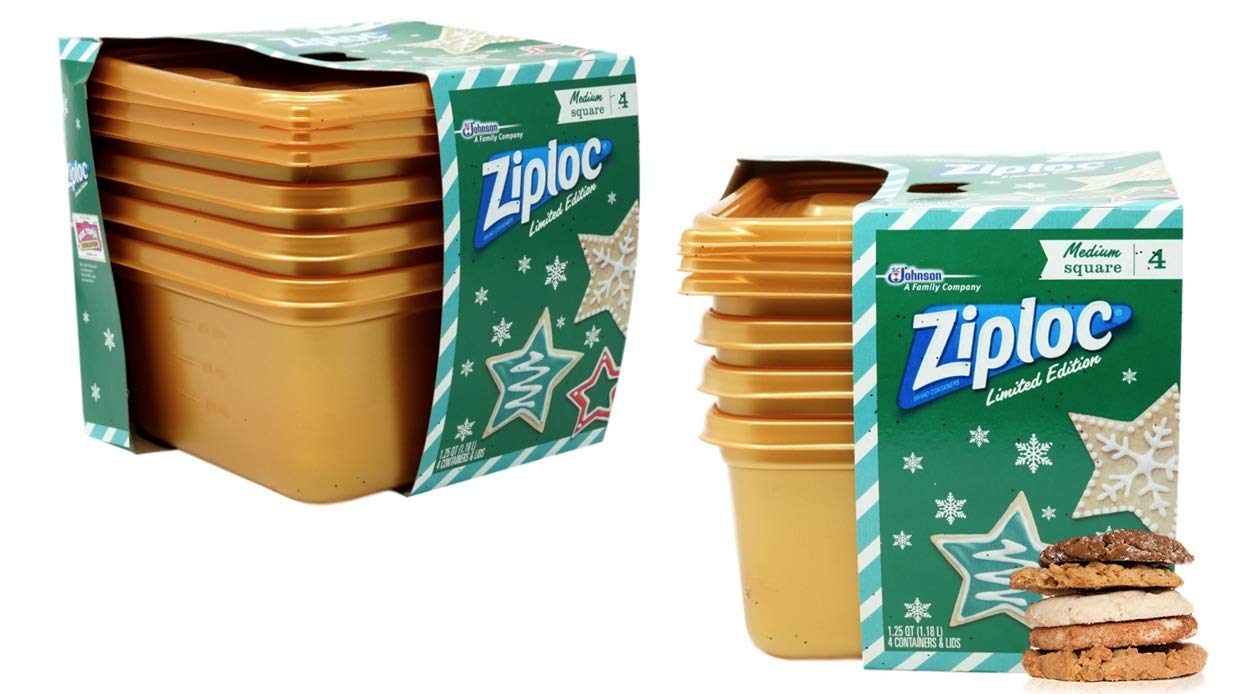 Holiday Storage Containers, Ziploc Square Plastic Containers with Lids