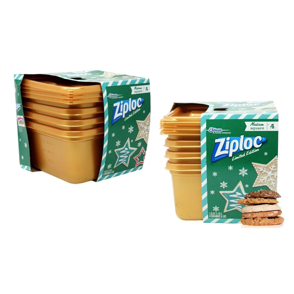 Holiday Storage Containers, Ziploc Square Plastic Containers with Lids