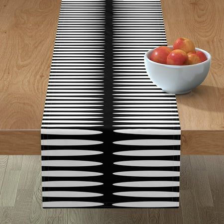 

Cotton Sateen Table Runner 72 - Black White Horizontal Ellipse Minimal Stripe Abstract Print Custom Table Linens by Spoonflower