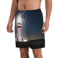 thumbnail image 2 of Bixox Men's Peggy's Cove Lighthouse printing Casual Classic Fit Short Summer Beach Shorts, 2 of 6