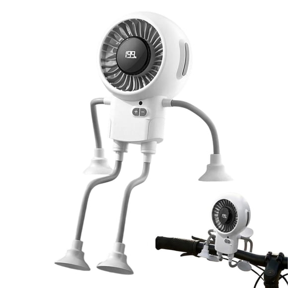 Portable Robot Fan Man Table Fan With 3 Speeds Strong Airflow And Rechargeable Battery With Suction Cup Base For Offices Home Outdoors Sports Camping Traveling