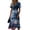 Blue, variant on Tropical Sunset & Palm Tree Print V-Neck Surplice Dress for Women - Short Sleeve High Waist A-Line Midi Summer Beach Vacation Gown, Flowy Resort Wear with Cinched Waist Green S