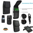 thumbnail image 2 of For Galaxy S24 5G Vertical Nylon Canvas Holster Universal Cell Phone Pouch Velcro Closure with Credit Card Slot & Belt Clip Loop Carabiner - Black, 2 of 8