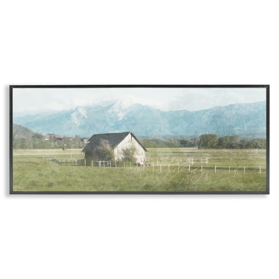 Stupell Industries Rustic Barn & Tractor Landscape & Nature Painting Black Framed Art Print Wall Art, 24 x 10