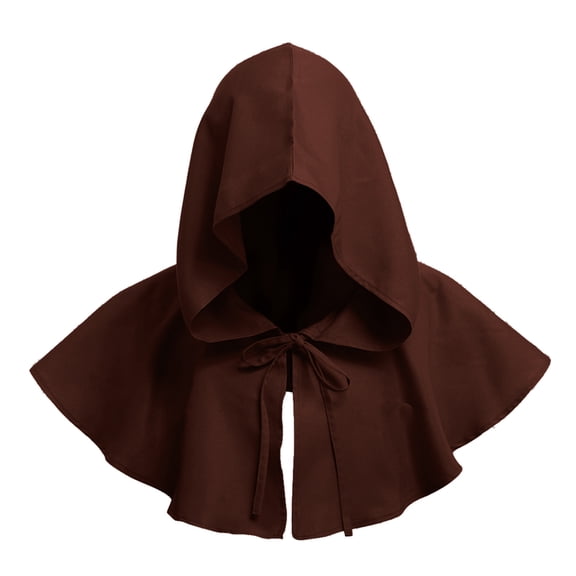 LIZUOJUN Hooded Cape for Women and Men Halloween Short Cloak Casual Solid Color Medieval Cosplay Costume Cape Lightweight Breathable Cape, One Size
