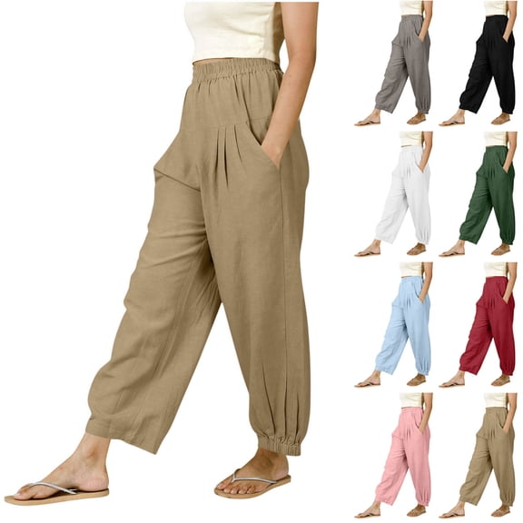 Neewe Wide Leg Pants Woman Flowy Palazzo Pants for Women High Waisted Summer Casual Beach Trousers Cruise Outfits