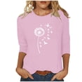 thumbnail image 2 of Fall !The Cozy Rose 3/4 Sleeve Shirts for Women Plus Size On Ladies' Easter Day Printed Round Neck Three Quarter Sleeve 3/4 Sleeve T-Shirt Loose Pink XXXXL, 2 of 5