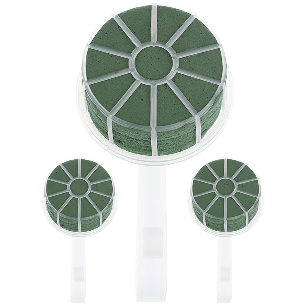 EXHUMKY 3pcs Flower Bouquet Carrier Plastic Green for Bridal Style with Support for Flowers