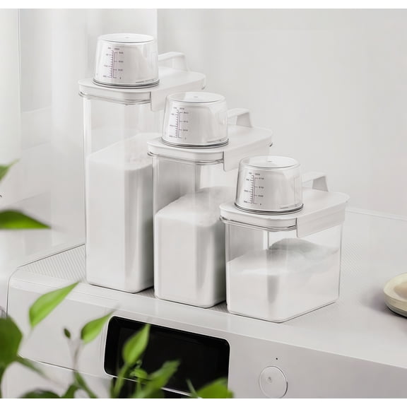 Set of Three Items Laundry Powder Airtight Storage Box for Efficient Organization and Freshness