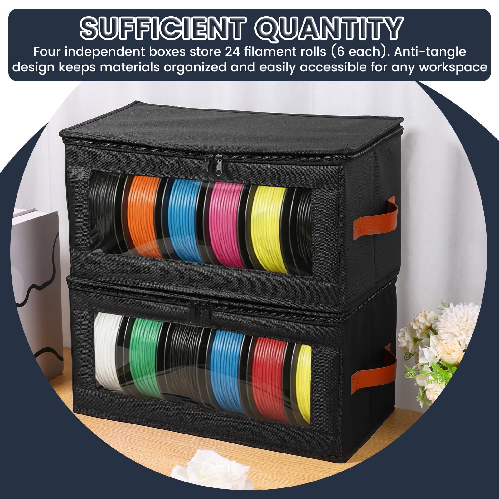 Atopoler 4 Pcs Filament Storage Box,3D Printer Filament Storage Container,3D Printing Accessories Holder Rack for Home Office Workshop Studio