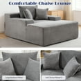 thumbnail image 7 of QJTC 67" Oversized Chaise Lounge Chair Indoor, Corduroy Upholstered Boneless Sofa Bed with Pillows, Deep Seat Sleeper Couch Reading Chair for Living Room Bedroom, No Assembly Require (Gray), 7 of 7