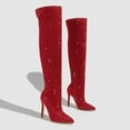 thumbnail image 5 of UngA Boots for Women Knee High Boots Women Pointed Toe Tall Boots Stiletto High Heel Long Boots Side Zipper Sexy Dress Boots Red,9, 5 of 7
